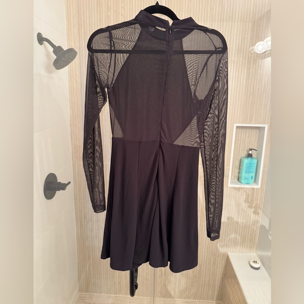 Forever 21 Black Mesh Long Sleeve Dress